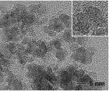 물분해 촉매용 sub-10 nm Ru 나노입자 TEM 및 HRTEM 사진