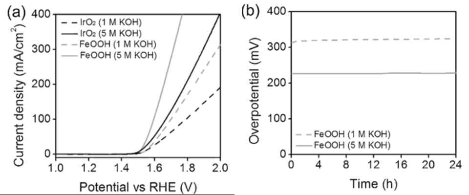 철 옥시수산화물의 높은 pH에서의 OER 촉매 특성평가