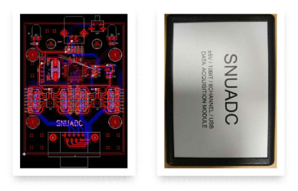 SNUADC의 PCB 레이아웃 (좌) 및 SNUADC의 시제품 외형 (우)