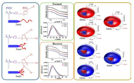 X-ray scattering data and analysis results on the structures of the micelles made of PHIC-b-PCL miktoarm star polymers