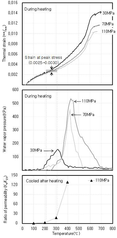 고온에 따른 콘크리트의 열팽창변형, 수증기압력, 투기계수