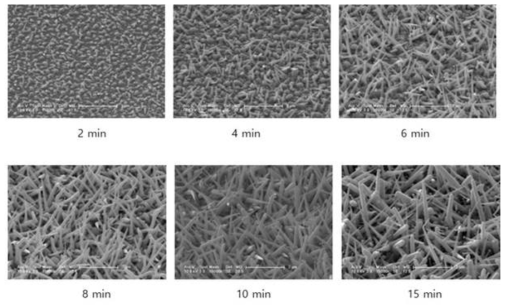 스퍼터링 시간에 따른 ITO 나노선 성장 특성
