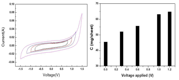 Cyclic voltammogram results with various potential windows for zeolite