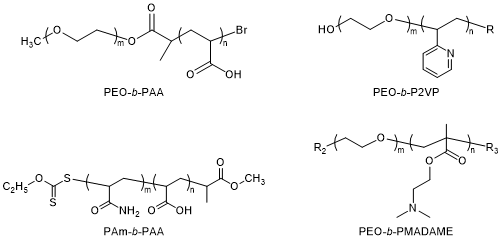 본 연구에서 사용된 다양한 양친수성 블락공중합체