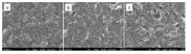 분쇄된 그래핀의 FESEM 결과 : 볼 장입량 40% (a) 1mm (b) 3mm (c) 5mm