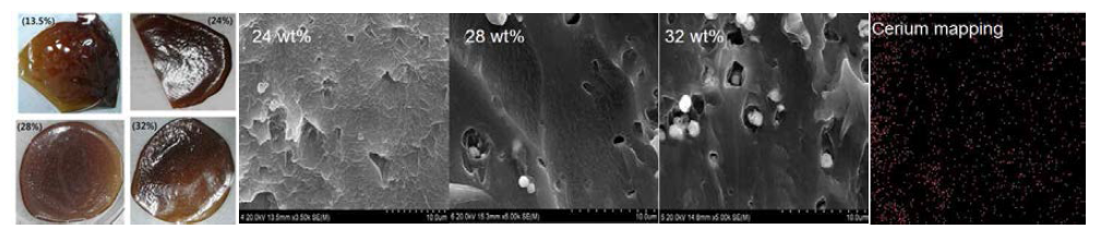 Optical and SEM images of Polybenzimidazole (PBI)-Ce0.9Gd0.1P2O7(CGP)compositemembranes