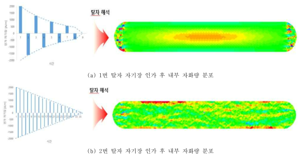 탈자 자기장에 따른 내부 자화량 분포