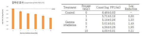 Result of Gamma Irradiation against suspension of Hepatitis A Virus