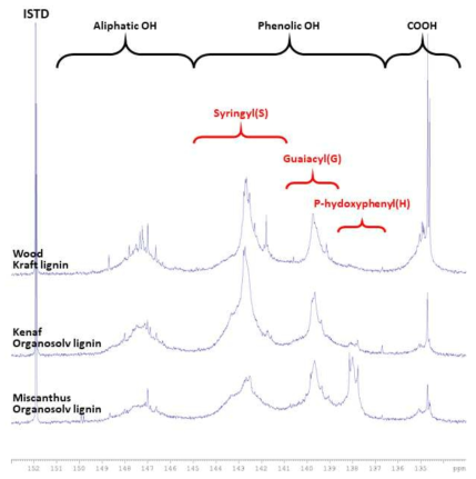 리그닌 샘플들의 31P NMR