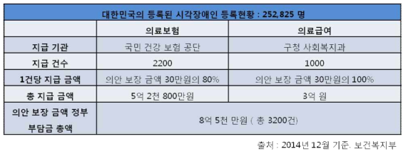 2014년 의안 보장 금액 지급 현황