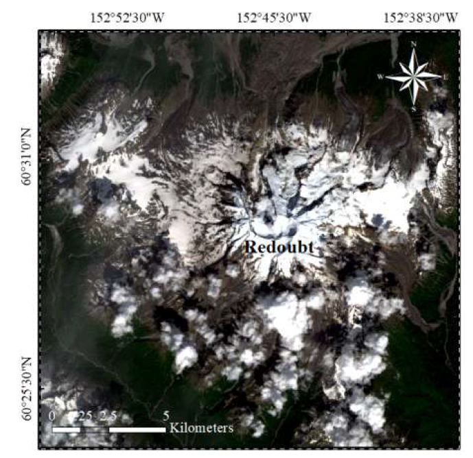 리다우트 화산 위치 (Landsat 8 위성 영상)