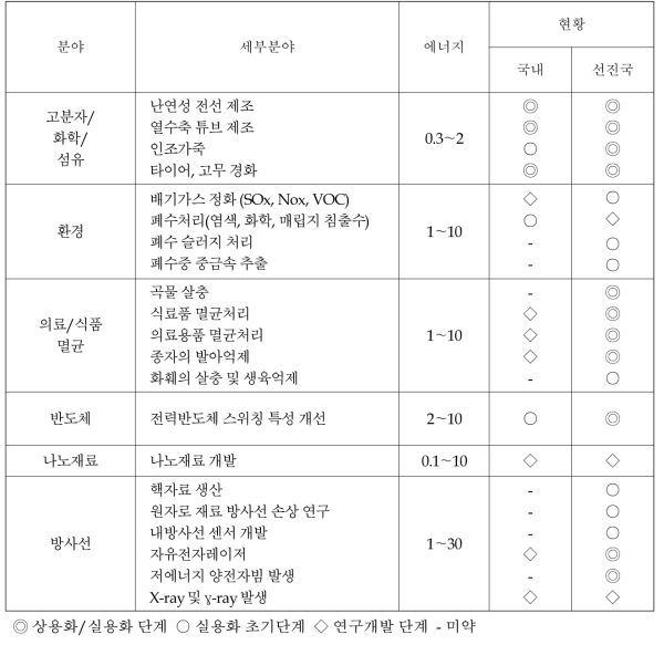 국내의 전자빔 조사 및 이용기술 수준