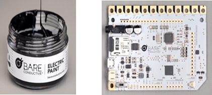 주요 개발 도구: Conductive paint(좌), Touch Board(우)