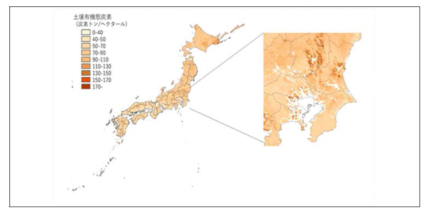 토양 유기질 탄소지도 (일본, 전국 탄소지도)