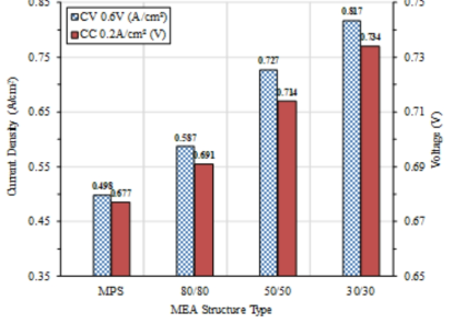 MPS 및 MSS (80/80, 50/50, 30/30)에 따른 단위전지 성능