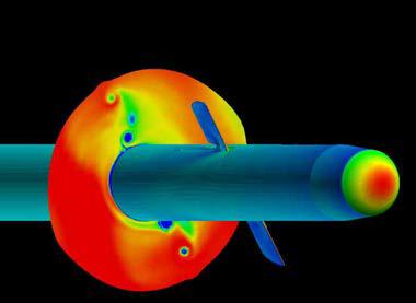 Time accurate simulation of a spinning missile with dithering canards