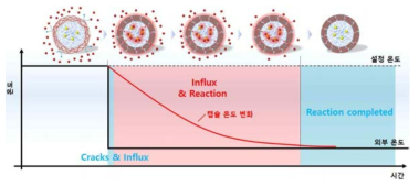 큰 폭의 온도 변화에 따른 캡슐 온도 변화 및 상태 변화