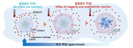 흡열 캡슐의 동작 원리 및 온도 변화 예상 그래프