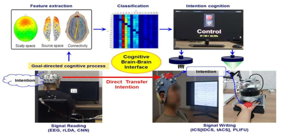 EEG 기반 BMI 와 PLIFU/tCS 기반 MBI를 융합한 BBI 시스템 구성도