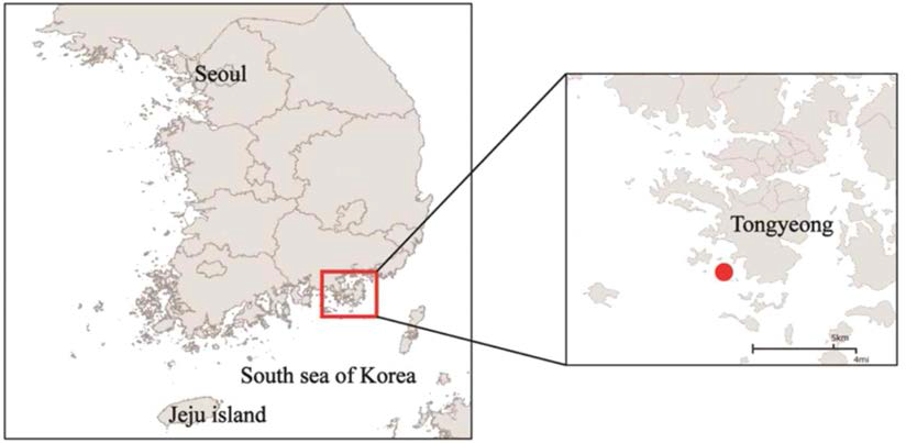 우리나라 남해안의 시료채집지역