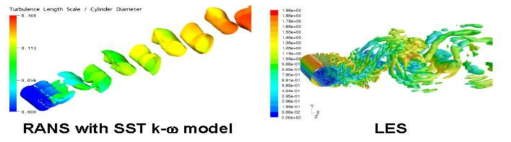 비정상 난류 유동에 대한 RANS/LES 해석 결과의 비교