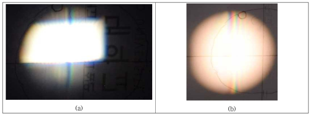 Detector plane에서의 interferogram(a) filament와 interferogram이 overlab된 것, (b) diffuser를 사용한 후의 interferogram