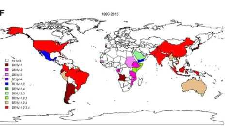 Global serotypes distribution in dengue outbreaks from 1990–2015