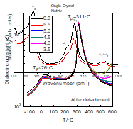 Raman spectra of KNN-BNKLZ-BNT single crystal and its matrix at 25°C