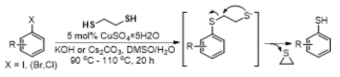 Copper-catalyzed single step synthesis of aryl thiols