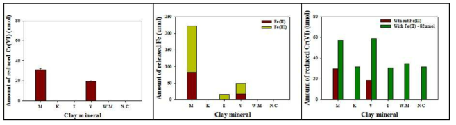 점토광물별 Cr(VI) 환원 결과