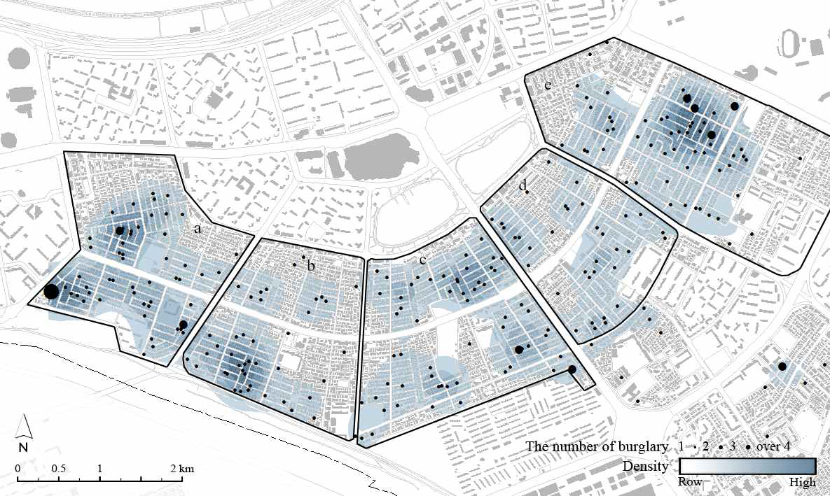 다세대 다가구 주택지역의 범죄 지도 2010 (ArcGIS Kernel)