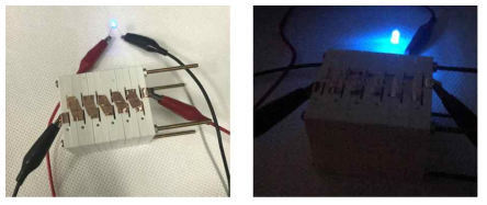 Glucose fuel cell staking 후 LED 구동