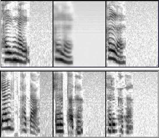 1과 Epoch 3에서 fake, generated, real 스펙트로그램