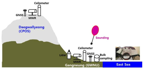 Schematic diagram of ESSAY (Experiment on Snow Storms At Yeongdong) campaign