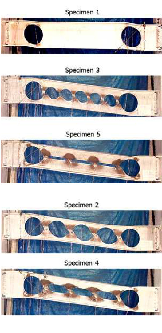 Deformed shapes of Phase 1 specimens near the end of testing