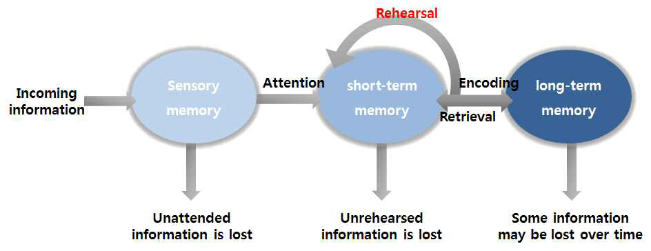 multi-store memory 모델의 모식도 (Atkinson and Shiffrin, 1968)