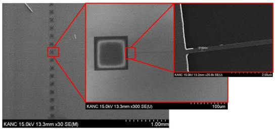 imprint 공정으로 제작된 하부전극의 SEM 이미지