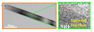 (a)MgO/NiO core shell 나노선의 TEM 이미지