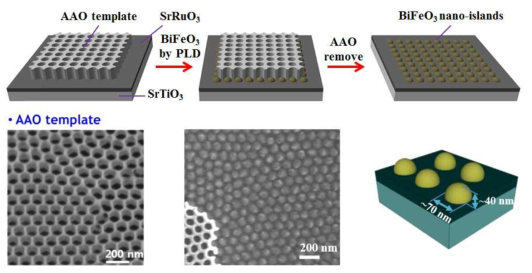 BFO 나노점 제작 과정 모식도와 SEM이미지