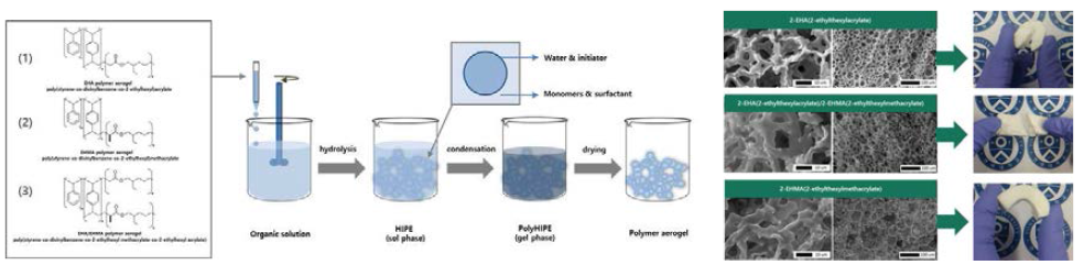 다양한 종류의 유기물을 이용한 HIPE의 중합 유기 에어로겔의 제조 및 물성연구