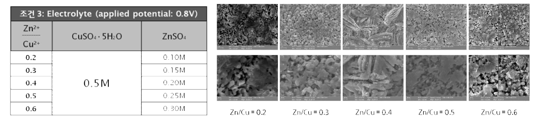 조건 3에 의한 나노기공 CuO 구조체의 전자현미경 사진