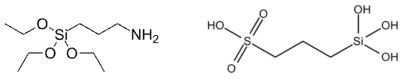APTES(왼쪽)과 TPA(오른쪽)의 분자구조