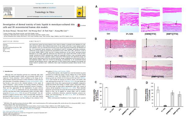 이오닉리퀴드의 피부독성 연구 (Tox in vitro 2018, 사사완료)