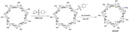Amino-doped β-cyclodextrin의 합성 모식도