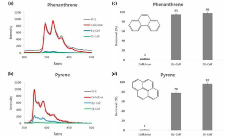 벤조일 셀룰로오스와 스테아로일 셀룰로오스를 이용한 Phenanthrene과 Pyrene 흡착 및 제거 실험