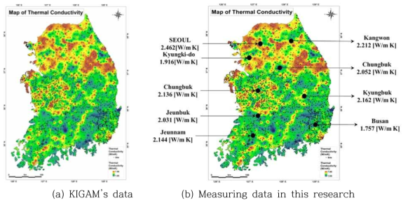 Thermal conductivity of racks in Korea from KIGAM