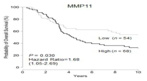 Kaplan-Meier plot of distant metastasis-free survival in METABRIC cohort