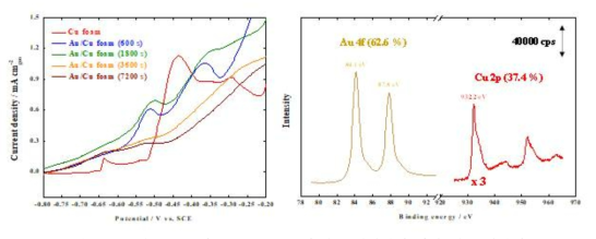 Cu 기판 표면에 형성된 Au 덧층의 전기화학적 산화 및 분광학적 특성