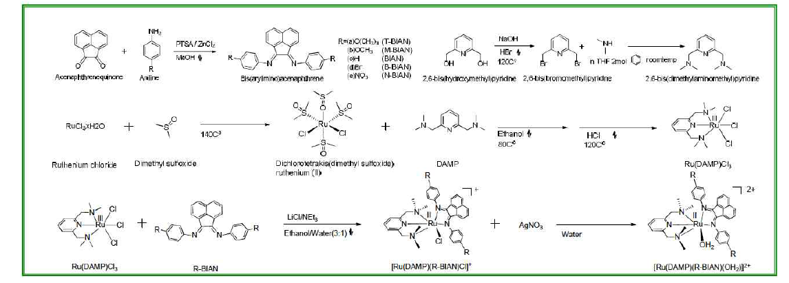 synthesis of [Ru(DAMP)(R-BIAN)(H2O)]2+ complexes