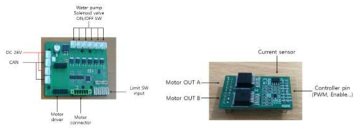 DC Motor controller PCB 정보(좌), Driver PCB 정보(우)